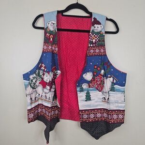 Christmas polar bear hand made vest size large